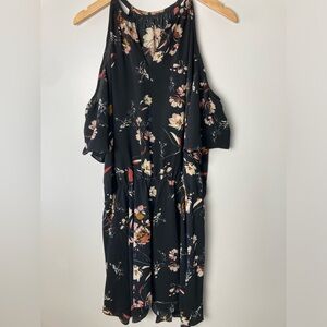 💥 Bishop + Young Black Floral Cold Shoulder Dress